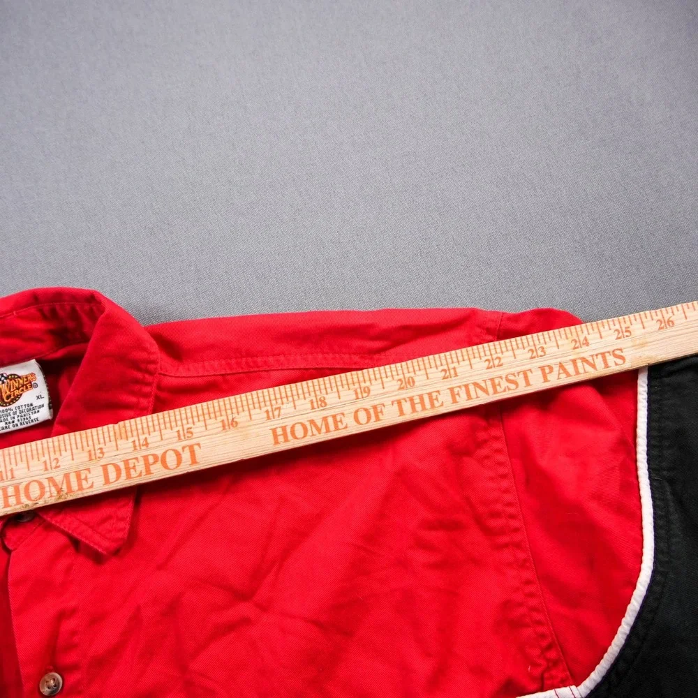 Retro Dale Jr Budweiser Pit Crew Racing Shirt XL Red Button Up Winners Circle - Picture 4 of 11